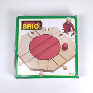 Vtg 90s BRIO Mechanical Turntable Train Accessory Wood Red 33361